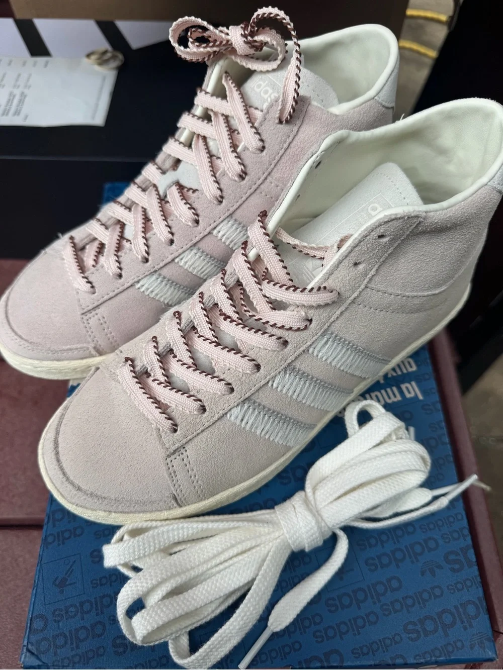 adidas Women’s Blush Pink Suede High-Top Sneakers
